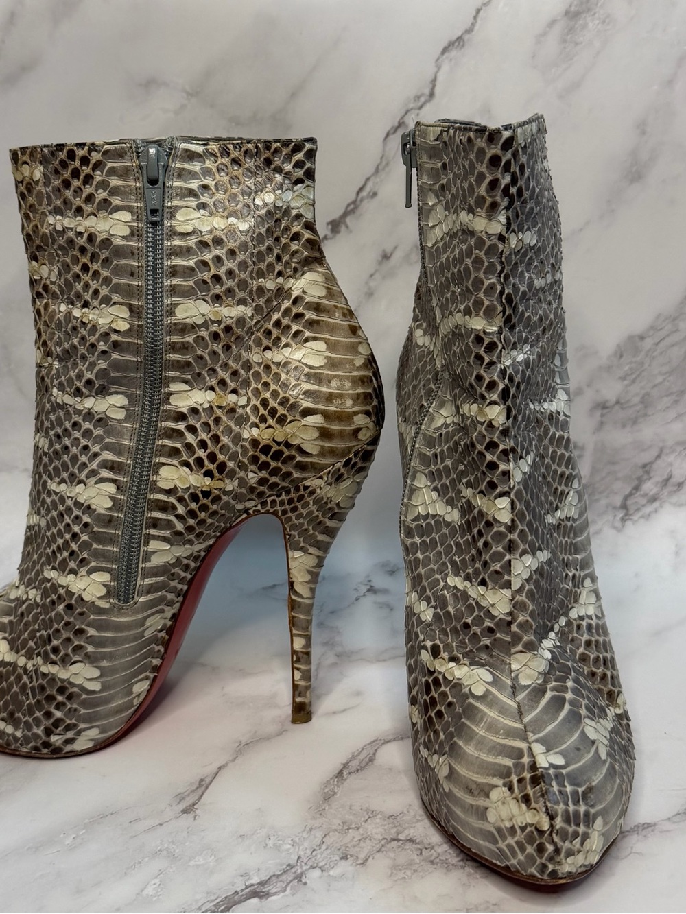 Christian Louboutin 40 snakeskin ankle boot